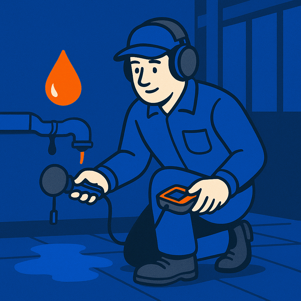 Water leak detection equipment in use