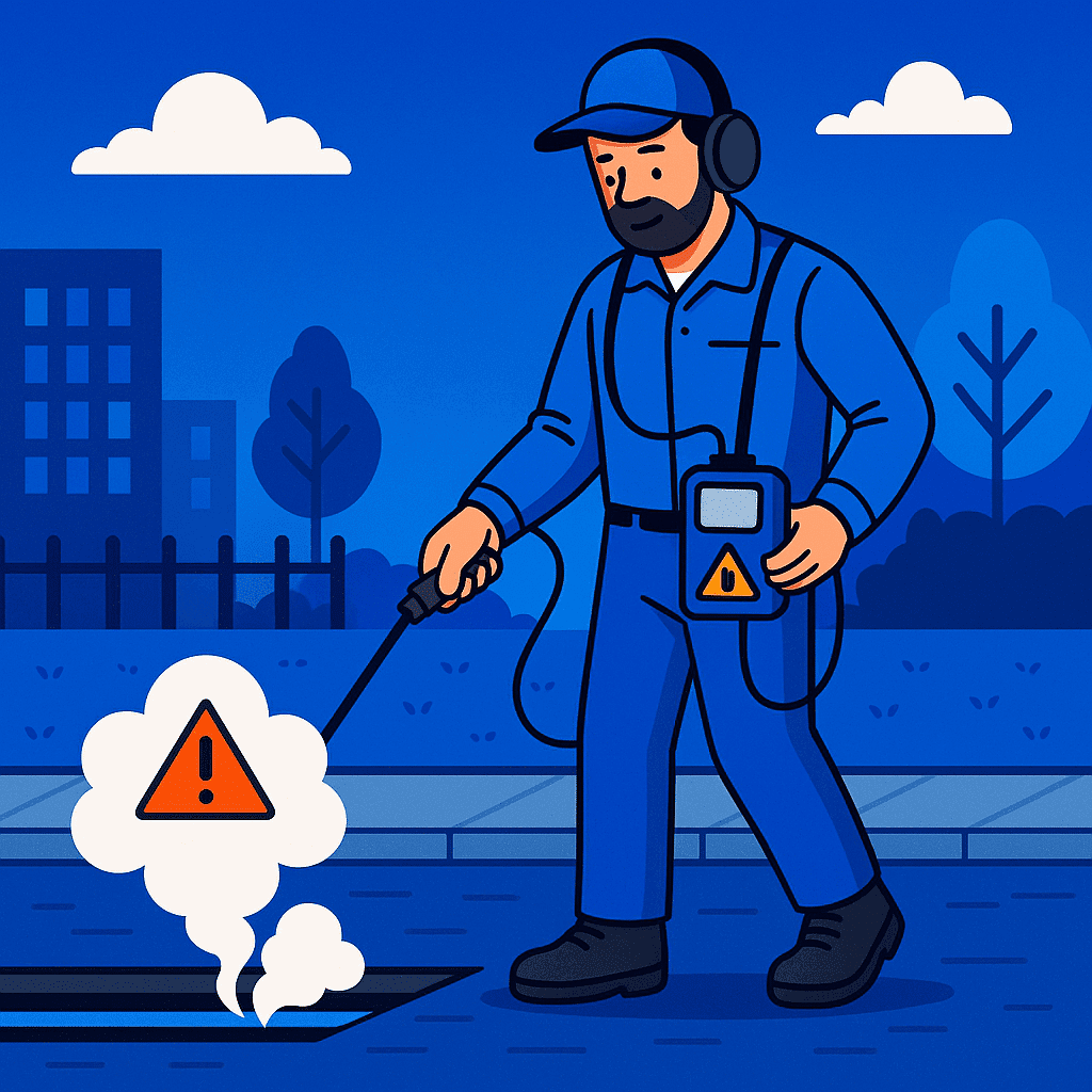 Safe tracer gas detection equipment in use