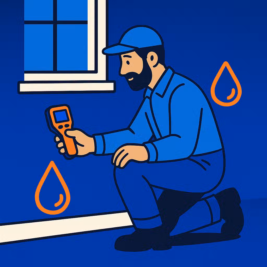 Thermal imaging camera detecting central heating leak under floor