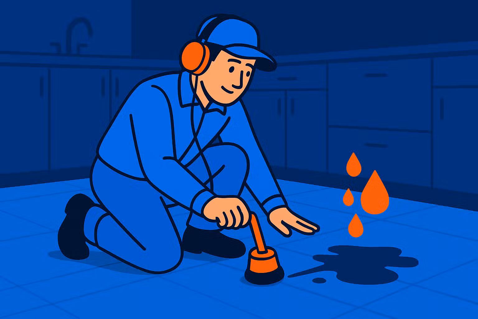 Professional leak detection specialist using thermal imaging to detect water leak under floorboards