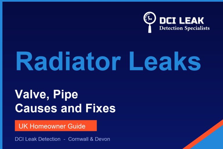 Diagram-style guide to where radiators and radiator valves leak